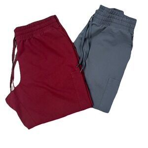 Lot Of 2 Jaanuu Heathcare Scrub Pants Womens XL Petite Zipper Pockets Drawstring